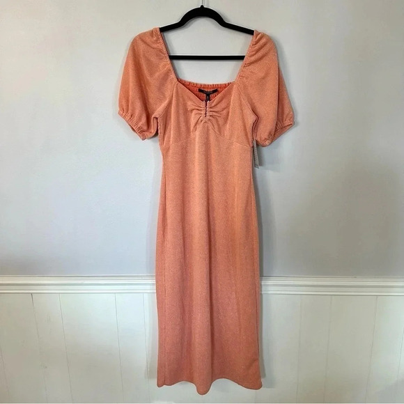 19 Cooper Nordstrom Women's Short Sleeve Salmon Off-Shoulder Maxi Dress Sz S NWT - Picture 2 of 16